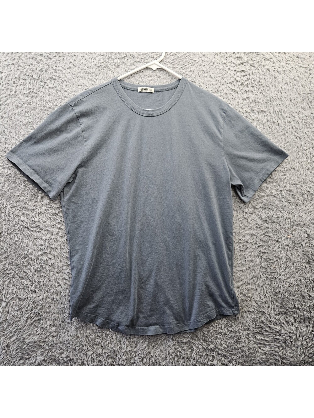 BUCK MASON T Shirt Men LT Supima Cotton Curve Hem Made in USA Blue